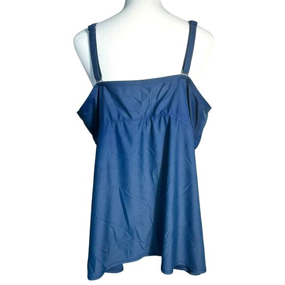 LANE BRYANT CACIQUE size 26 Blue Swim Bra Tankini‎ Top Wireless Padded Faux Wrap - Picture 2 of 6